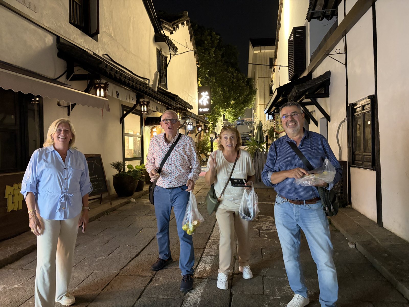 International guests enjoying a private evening walk with a local host
